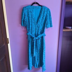 Teal 80s wrap dress